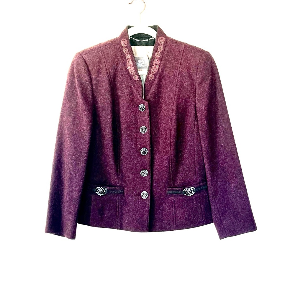 Julius Lang Burgundy Alpaca Wool Blazer Purple Victorian Size M 36 6